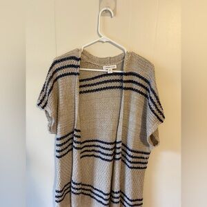 Coldwater Creek Women's Open-Front Cardigan - Beige and Navy